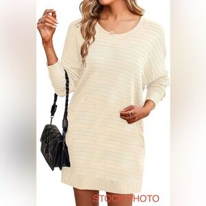 Chic Cream Knit Sweater Dress